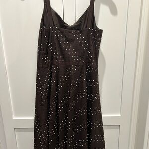 Elegant Brown Polka Dot Dress